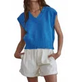 By Together Kenny V-neck Vest Top In Blue In Blue