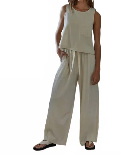 By Together Kiana Wide Leg Pants In Beige In Gray