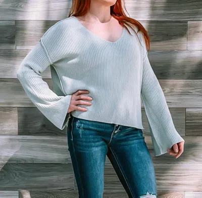 By Together Knit Bell Sleeve Sweater In Sage