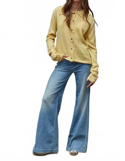 By Together Knit Buttondown Collared Neck Sweater In Warm Yellow