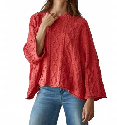 By Together Knit Cable Pullover Sweater In Red