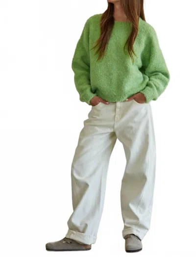 By Together Knit Crewneck Sweater In Lime In Green