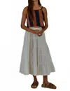 By Together Knit Crochet Striped Spaghetti Strap Top In Navy/camel In Multi