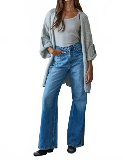 By Together Knit Folded Quarter Sleeve Cardigan In Light Heather Grey In Gray