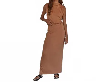 By Together Knit Jersey Midi Pencil Skirt In Camel In Brown