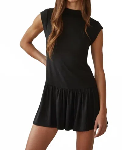 By Together Knit Mock Neck Mini Dress In Black