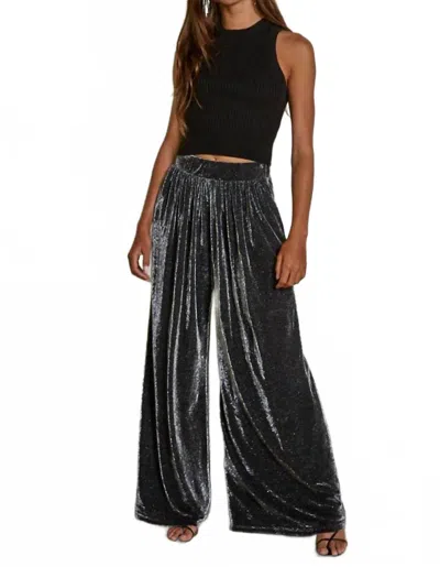 By Together Knit Nylon Polyester Lurex Wide Leg Pants In Black In Gray