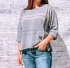 By Together Knit Oversized Short Sleeve Sweater In Gray