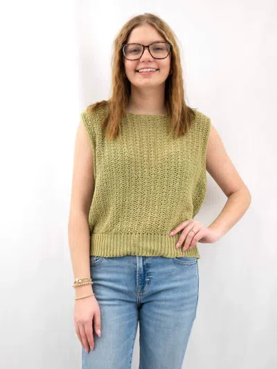 By Together Knit Sheer Sleeveless Vest Style Top In Green