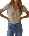 By Together Knit Short Sleeve Top In Tan In Multi