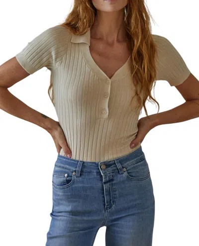 By Together Knit Short Sleeve Top In Tan In Multi
