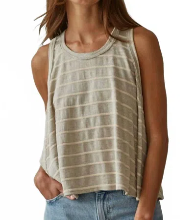 By Together Knit Striped Round Neck Sleeveless Tank Top In Taupe In Multi