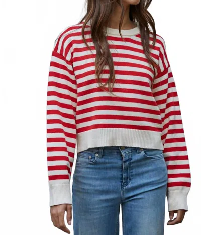 By Together Knit Striped Sweater In Cream Red