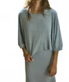 By Together Knit Sweater Boxy Short Sleeve Top In Blue Grey In Gray