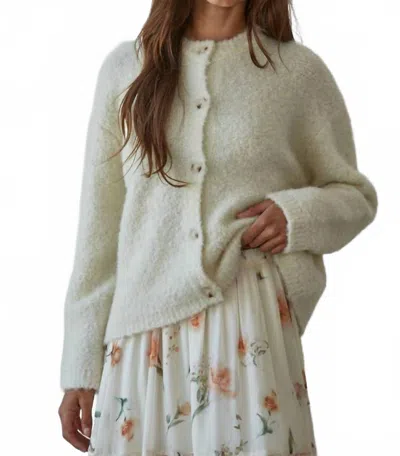 By Together Knit Sweater Button Down Long Sleeve Cardigan In Cream In White