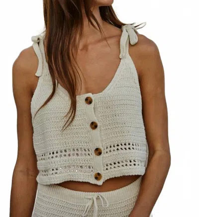 By Together Knit Sweater Cotton Crochet Crop Top In Natural In White