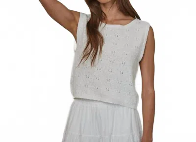 By Together Knit Sweater Cotton Ribbed Sleeveless Pullover Top In Ivory In White