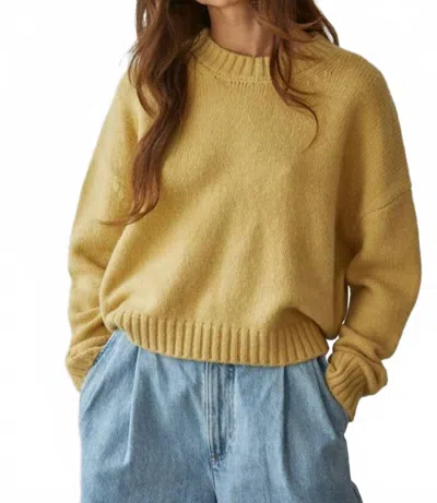 By Together Knit Sweater Crew Neck Long Sleeve Pullover Top In Honey In Yellow