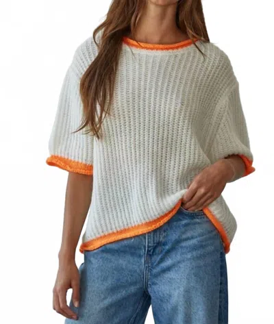 By Together Knit Sweater In Ivory/orange In Multi