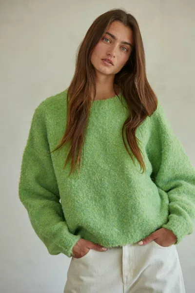 By Together Knit Sweater Long Sleeve Pullover Top In Lime Green