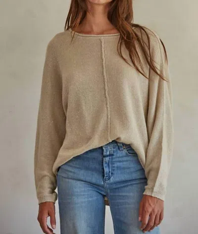 By Together Knit Sweater Lurex Ribbed Pullover In Taupe In Grey