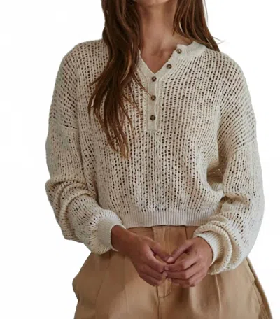 BY TOGETHER KNIT SWEATER NECK HENLEY SEE THROUGH PULLOVER TOP IN NATURAL