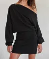 By Together Knit Sweater One Side Mini Dress In Black