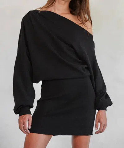 By Together Knit Sweater One Side Mini Dress In Black