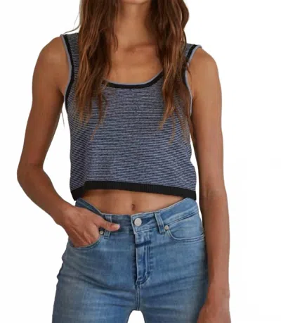 By Together Knit Sweater Striped Sleeveless Tank Top In Navy In Blue
