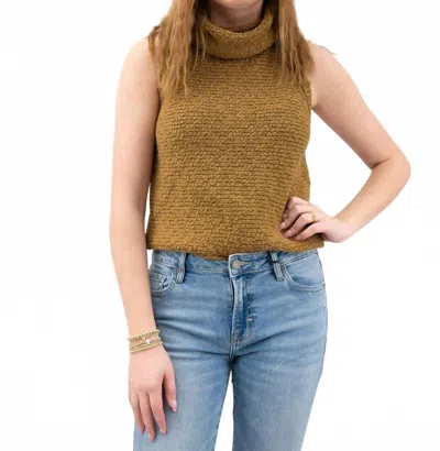 By Together Knit Turtleneck Sleeveless Sweater In Camel In Brown