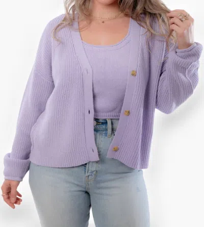 By Together Lea Button Up Cardigan In Lavander In Multi