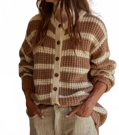 By Together Lehigh Striped Cardigan In Brown