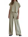 By Together Leonie High Waisted Wide Leg Pants In Avacodo In Green