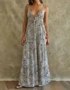 By Together Leopard Maxi Dress In White/black In Multi