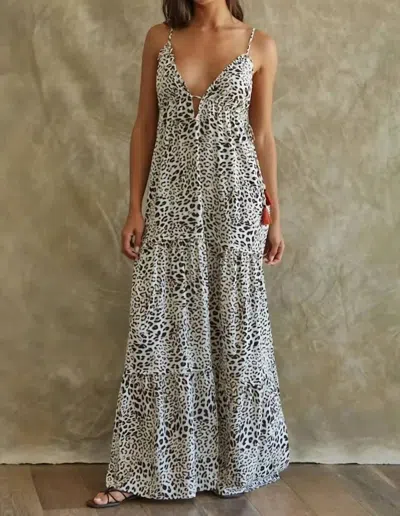 By Together Leopard Maxi Dress In White/black In Multi