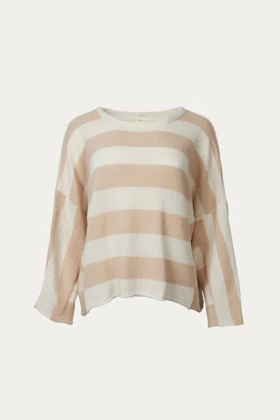 By Together Lightweight Striped Cotton Sweater In Beige/ivory