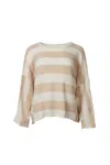 By Together Lightweight Striped Cotton Sweater In Beige/ivory In Gold