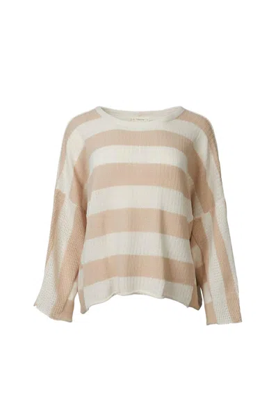 By Together Lightweight Striped Cotton Sweater In Beige/ivory