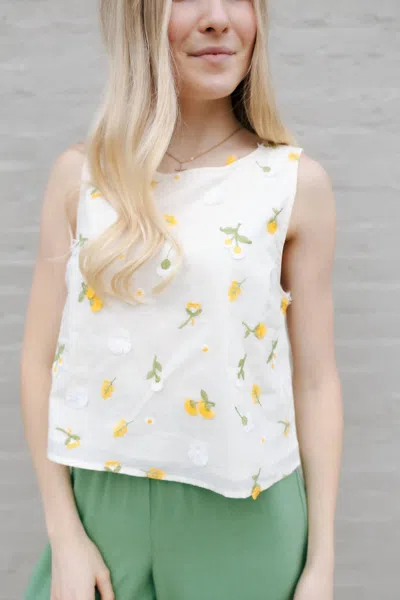 By Together Lilly Embroidered Floral Blouse In Cream In Multi