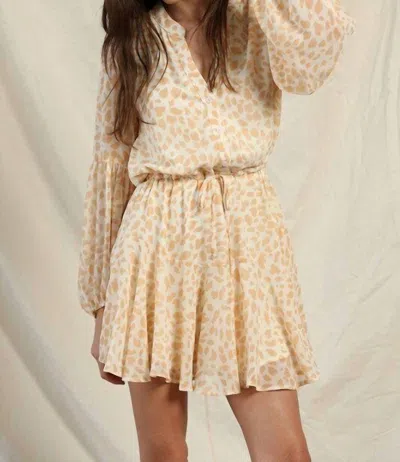 By Together Long Puff Sleeves Dress In Ivory Coral In Multi