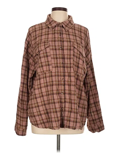 By Together Long Sleeve Button Down Shirt In Brown