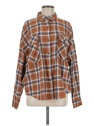 Pre-owned By Together Long Sleeve Button Down Shirt In Brown