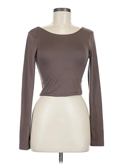 Pre-owned By Together Long Sleeve Top Brown Boatneck Tops
