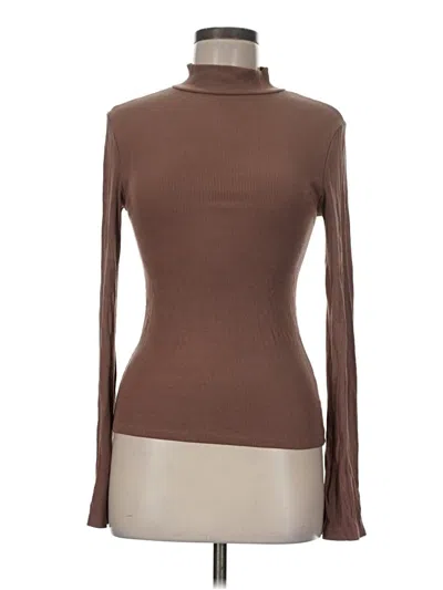 Pre-owned By Together Long Sleeve Top Brown Turtleneck Tops