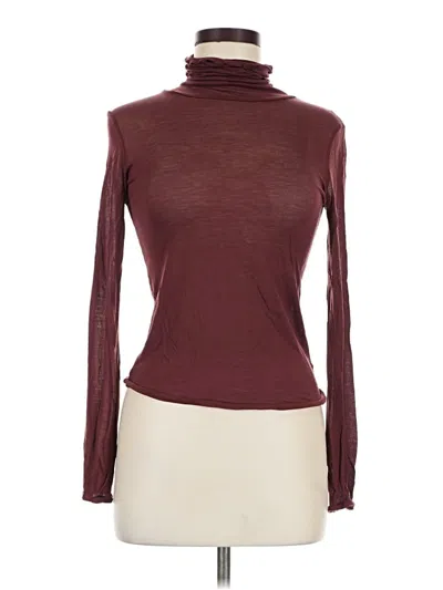 Pre-owned By Together Long Sleeve Top Burgundy Turtleneck Tops