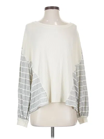 Pre-owned By Together Long Sleeve Top Gray Boatneck Tops