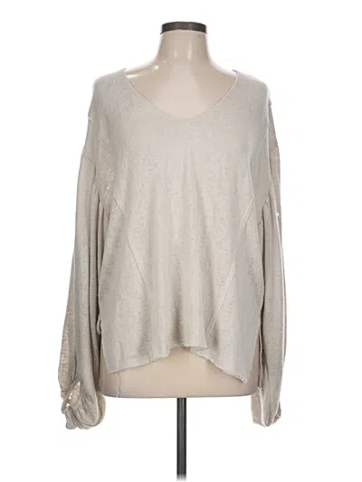 Pre-owned By Together Long Sleeve Top Tan V-neck Tops