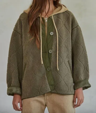 By Together Louis Woven Fleece Jacket In Army Green