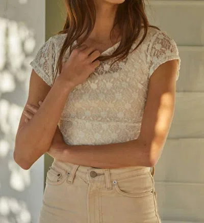 By Together Love Letter Lace Top In Cream In White