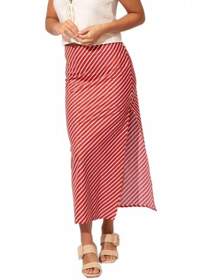 By Together Lucy Stripe Midi Skirt In Red